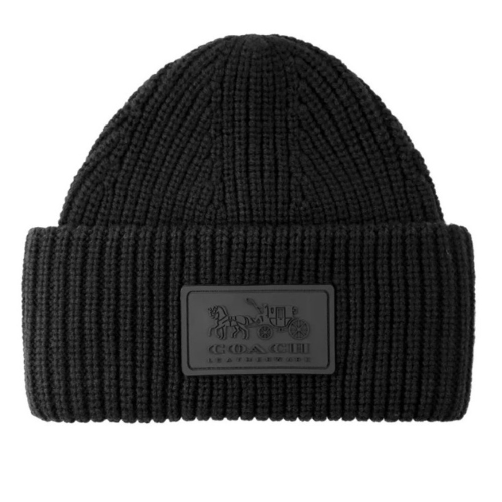 Coach Patch Beanie Cap Hat Black Brand New W Tags One Size $55.00 Retail